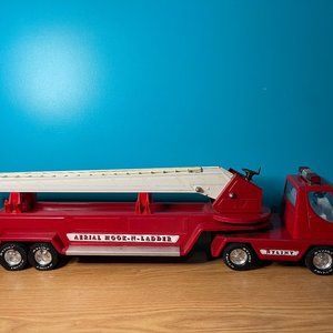 NYLINT 30" Original Aerial Hook-N=:adder Metal Fire Truck Trailer Vintage 1960's